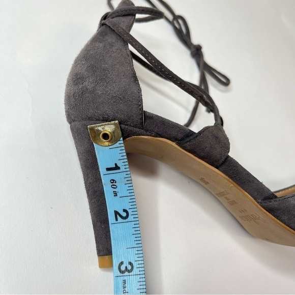 PERLATO Grey Suede Ankle Tie-up Sexy Pointed Toe Pumps Heels Shoes - Picture 12 of 12